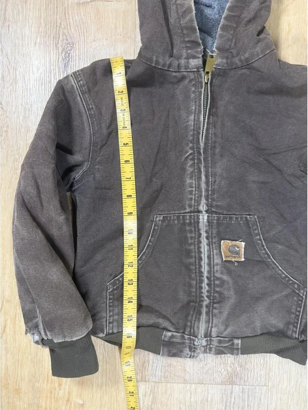 90s Kids Carhartt Hooded Zip-Up Jacket – Brown (No Size Tag)